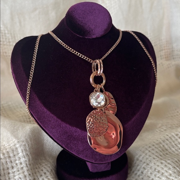 Premier Designs "Modern Luxe" Rose Gold Charm Necklace Fashion Jewelry State - Picture 2 of 10